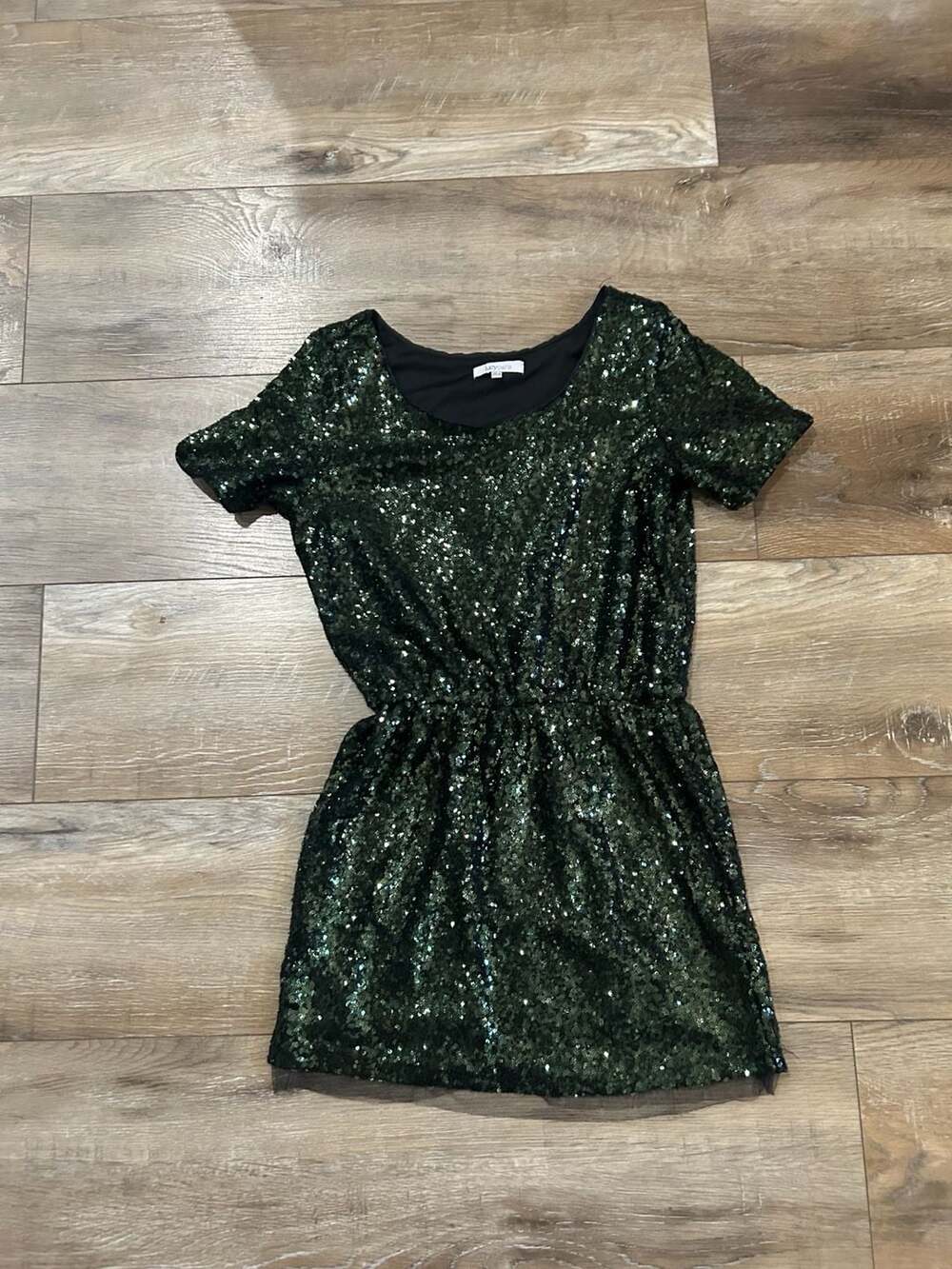 Lucy Paris Green Sequin Short Sleeve Mini Dress